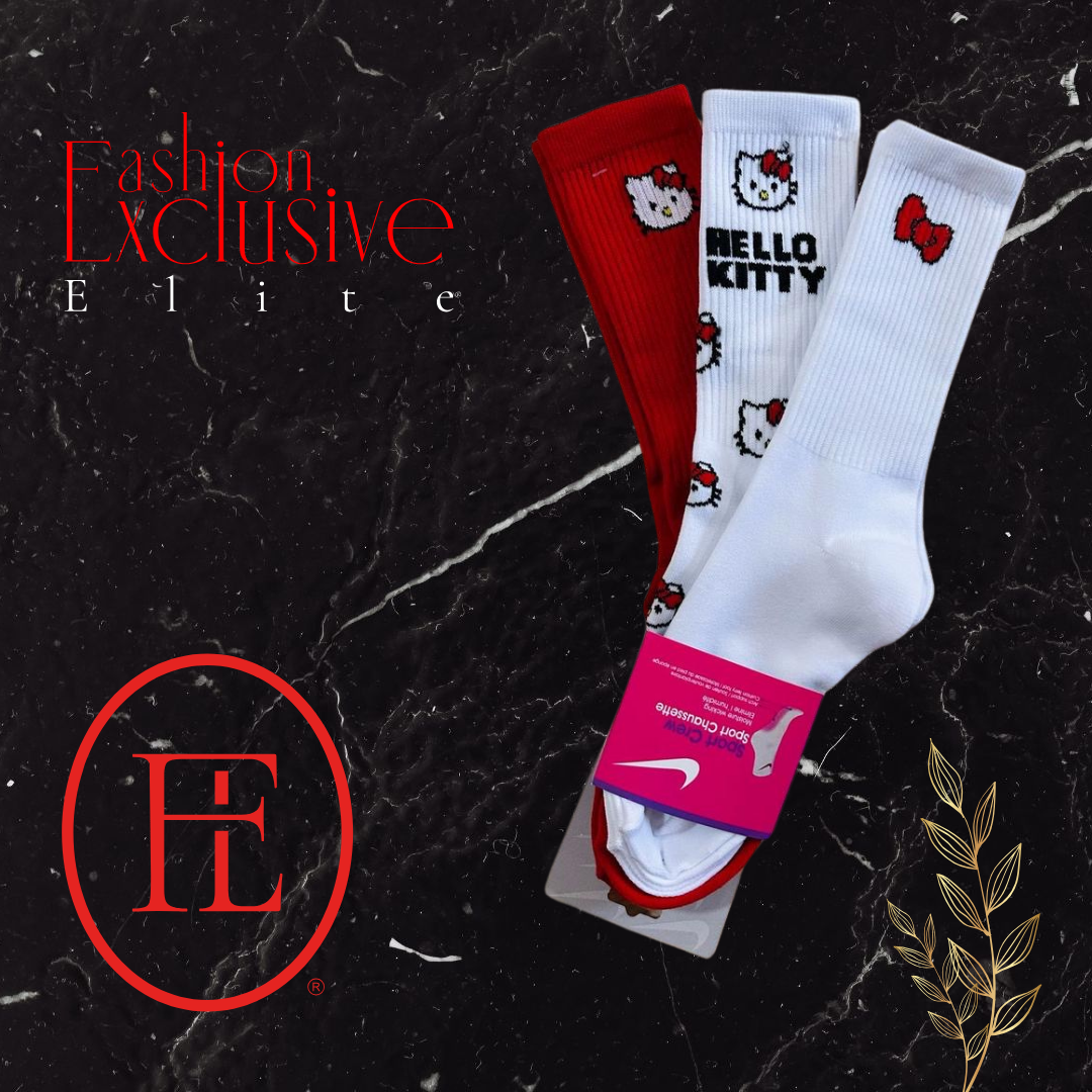 Calcetines Nike Unitalla Hello Kitty - Blanco y Rojo