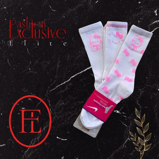 Calcetines Nike Unitalla Hello Kitty Largos Blanco - Rosa