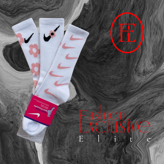 Calcetines Nike Unitalla Largos Blanco - Rosa / Modelo 2