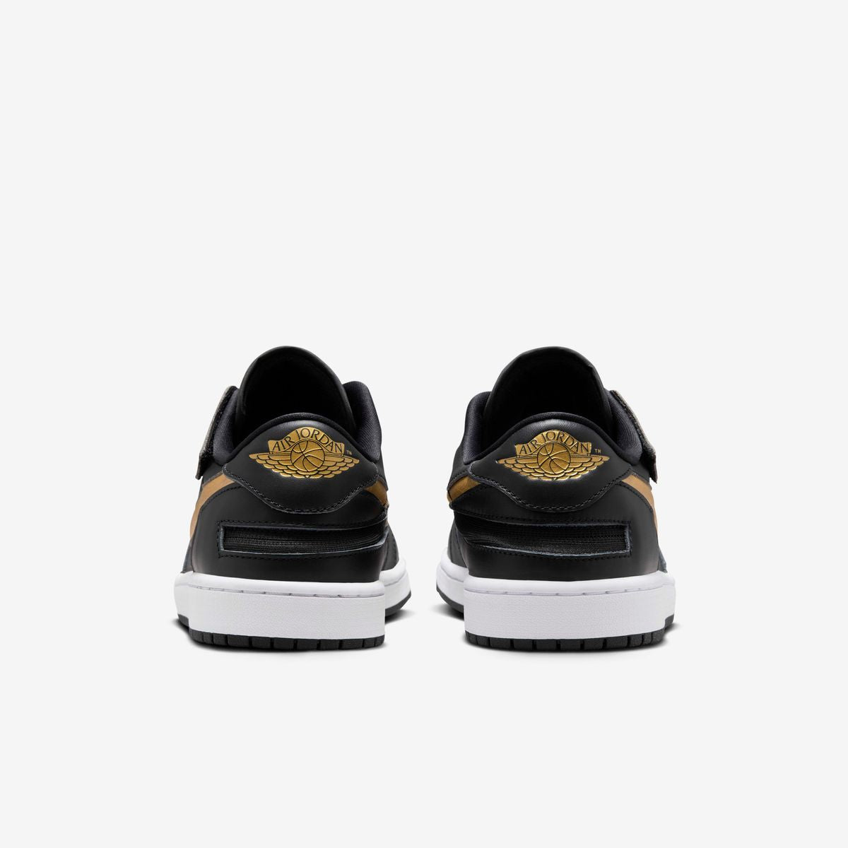 Jordan 1 Low FlyEase Black White Metallic Gold