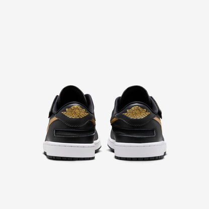 Jordan 1 Low FlyEase Black White Metallic Gold