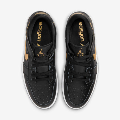 Jordan 1 Low FlyEase Black White Metallic Gold