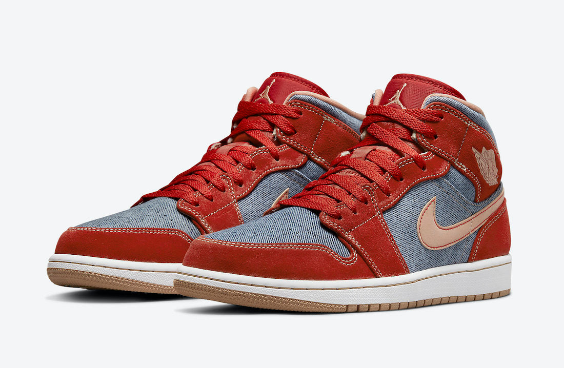 Jordan 1 Mid Denim Red