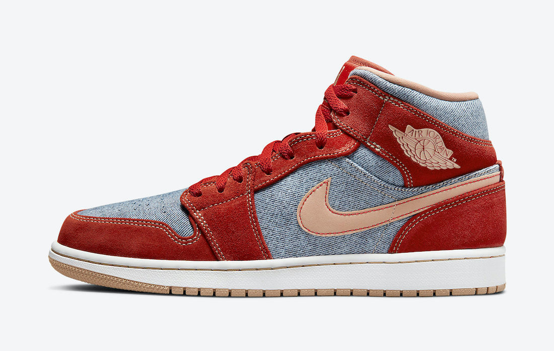 Jordan 1 Mid Denim Red