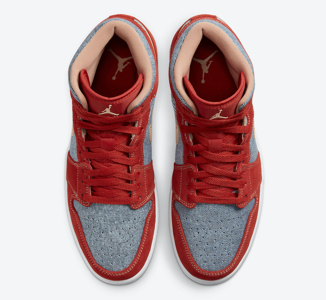 Jordan 1 Mid Denim Red