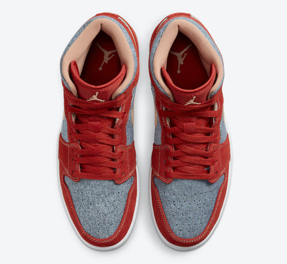 Jordan 1 Mid Denim Red