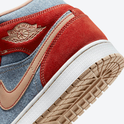 Jordan 1 Mid Denim Red