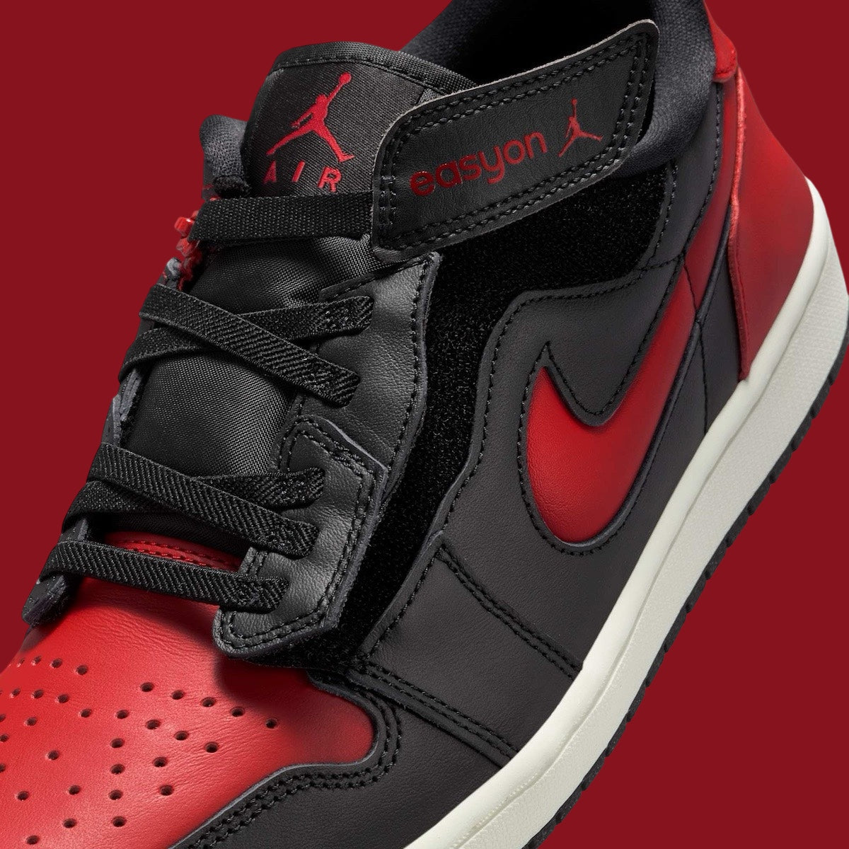 Jordan 1 Low FlyEase Black Summit White Varsity Red