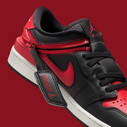 Jordan 1 Low FlyEase Black Summit White Varsity Red