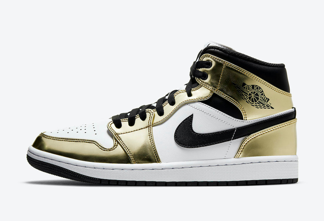 Jordan 1 Mid Metallic Gold Black White