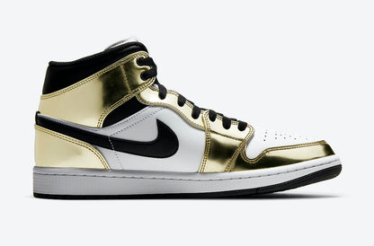 Jordan 1 Mid Metallic Gold Black White