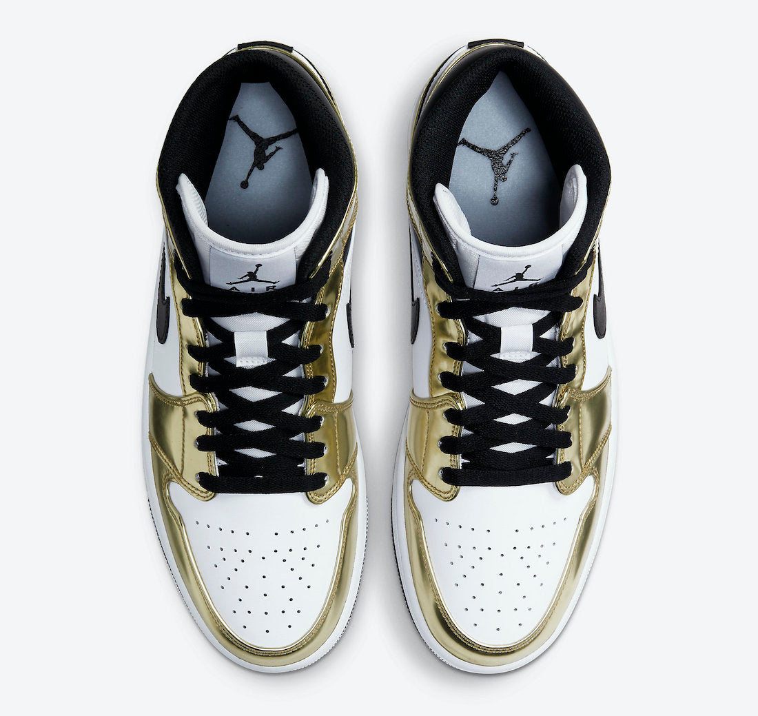 Jordan 1 Mid Metallic Gold Black White
