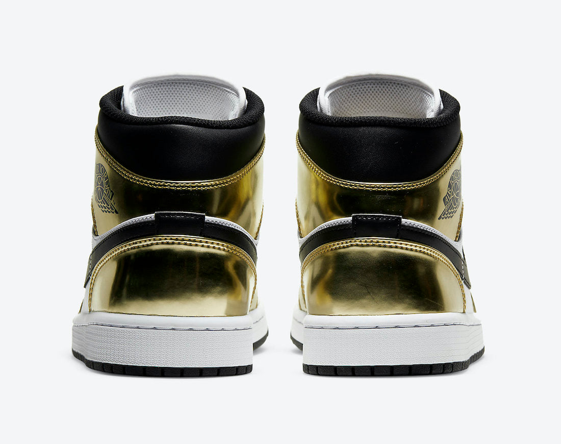 Jordan 1 Mid Metallic Gold Black White