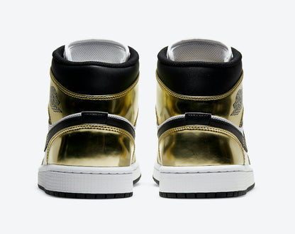 Jordan 1 Mid Metallic Gold Black White
