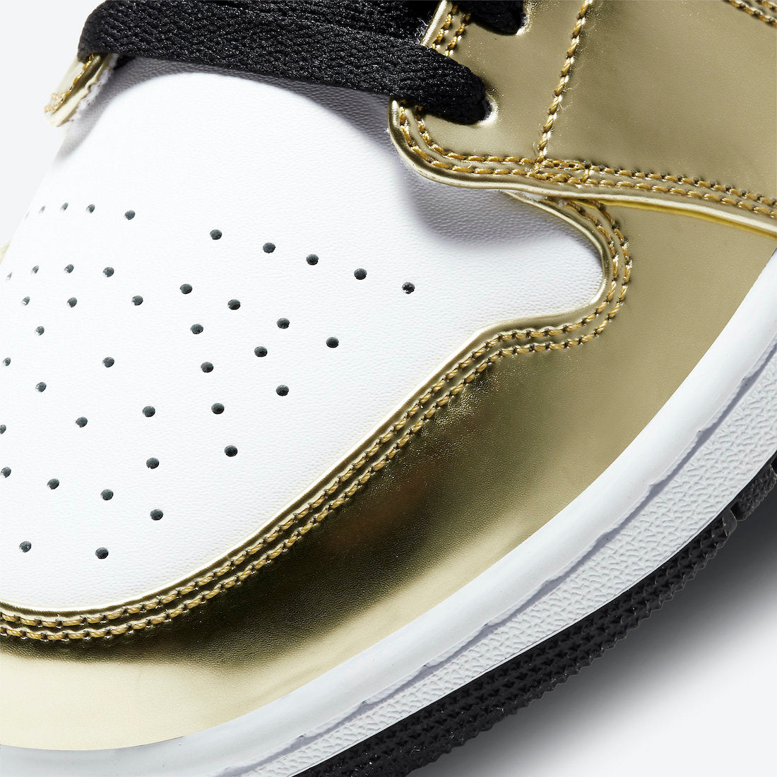 Jordan 1 Mid Metallic Gold Black White