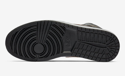 Jordan 1 Mid Patent Black White Gold