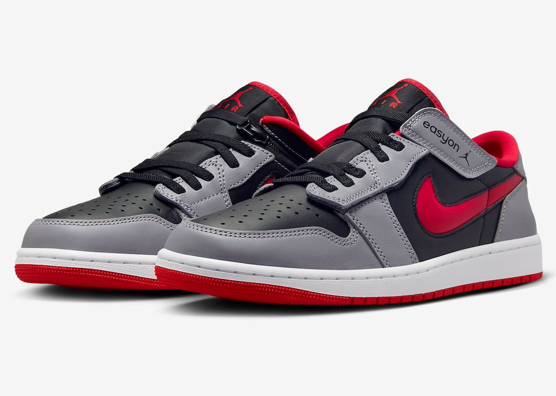 Jordan 1 Low FlyEase Fire Red Cement Grey