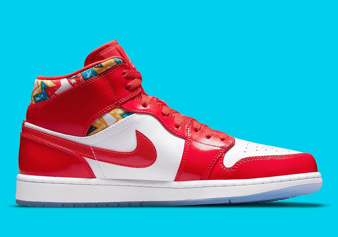 Jordan 1 Mid Barcelona Sweater Red Patent - Vista 3