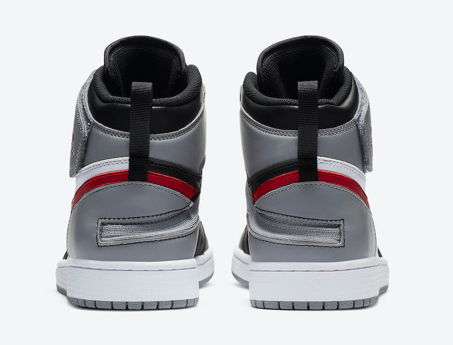 Jordan 1 High FlyEase Black Particle Grey Gym Red - Vista 4