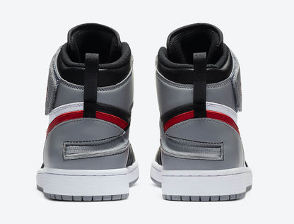 Jordan 1 High FlyEase Black Particle Grey Gym Red - Vista 4