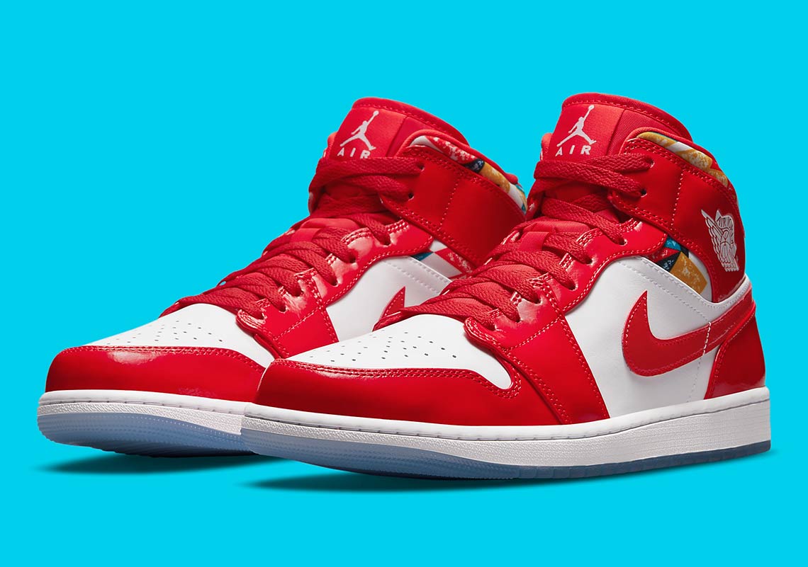 Jordan 1 Mid Barcelona Sweater Red Patent - Vista 1
