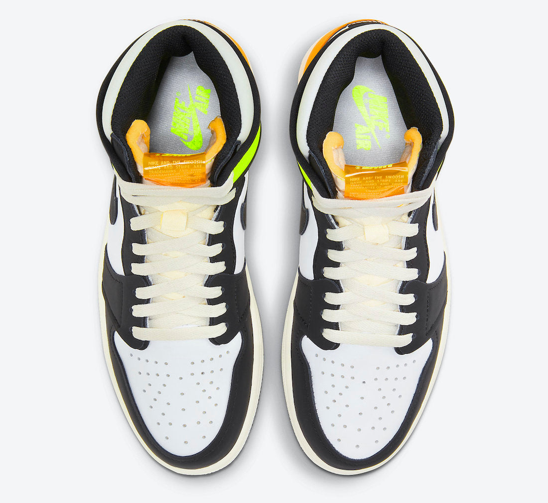 Jordan 1 Retro High White Black Volt University Gold - Vista 4