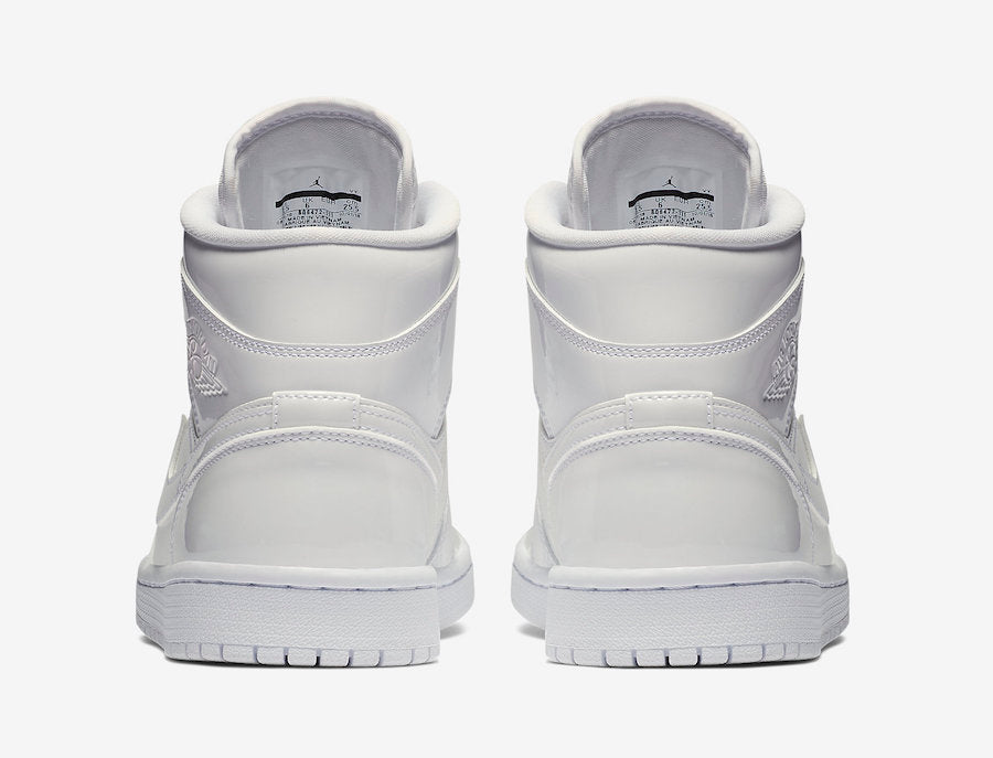 Jordan 1 Mid Triple White Patent Swoosh (Women's) - Vista 5