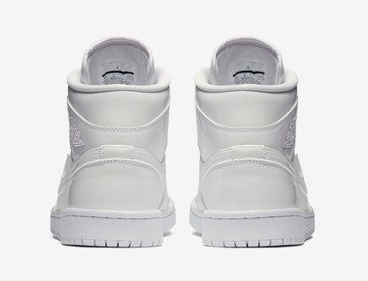 Jordan 1 Mid Triple White Patent Swoosh (Women's) - Vista 5