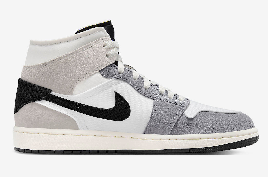 Jordan 1 Mid SE Craft White Cement Grey black - Vista 3