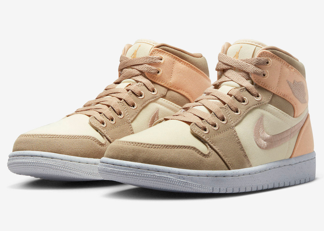 Jordan 1 Mid SE Canvas Khaki (Women's) - Vista 1