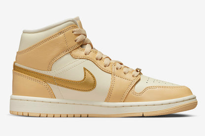 Jordan 1 Mid SE Pale Vanilla Metallic Gold - Vista 3