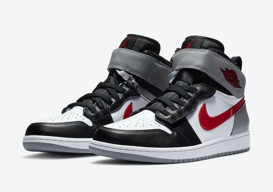 Jordan 1 High FlyEase Black Particle Grey Gym Red - Vista 1