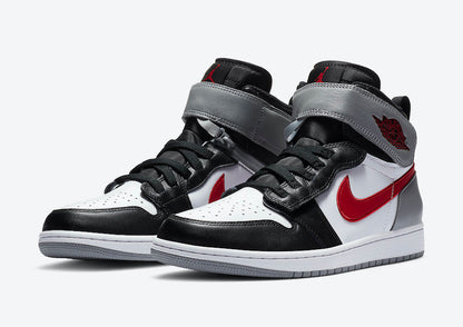 Jordan 1 High FlyEase Black Particle Grey Gym Red - Vista 1