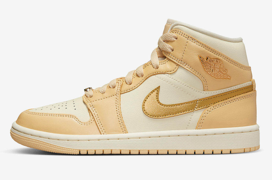Jordan 1 Mid SE Pale Vanilla Metallic Gold - Vista 2