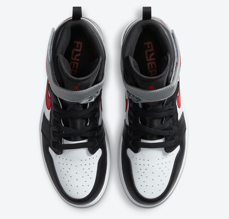 Jordan 1 High FlyEase Black Particle Grey Gym Red - Vista 3
