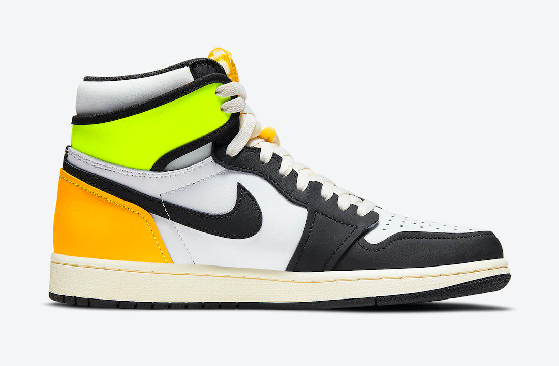 Jordan 1 Retro High White Black Volt University Gold - Vista 3