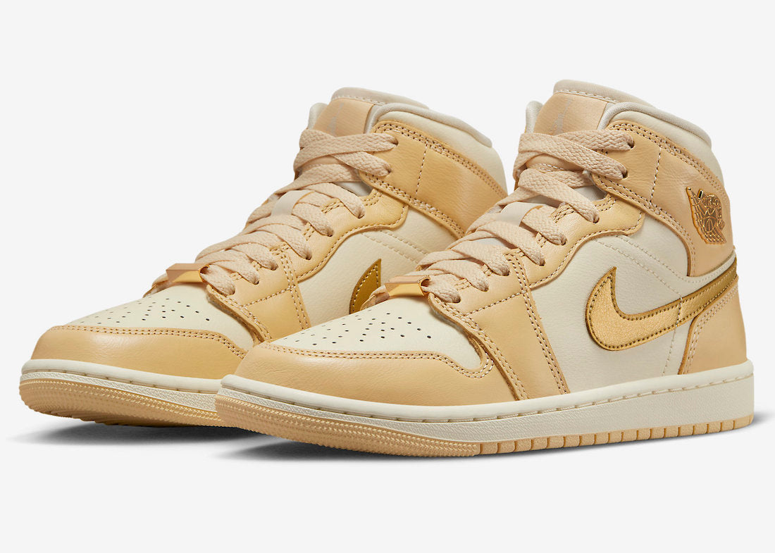 Jordan 1 Mid SE Pale Vanilla Metallic Gold - Vista 1