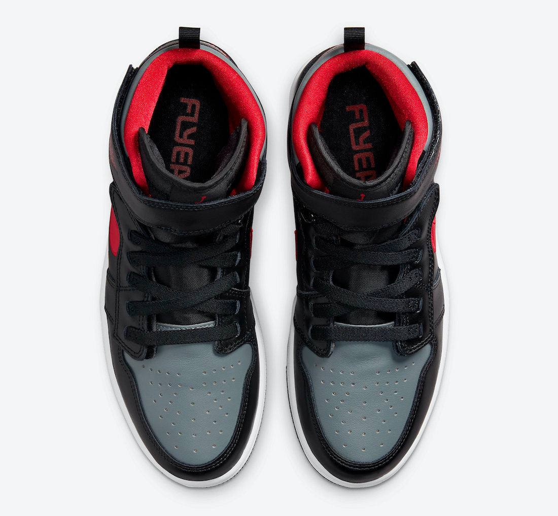 Jordan 1 High FlyEase Black Gym Red Smoke Grey - Vista 4