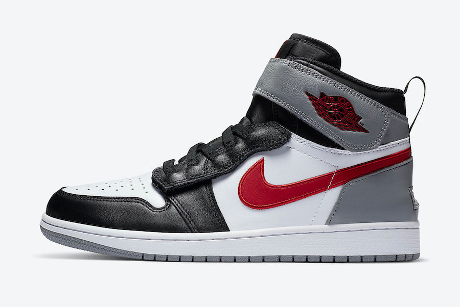 Jordan 1 High FlyEase Black Particle Grey Gym Red - Vista 2