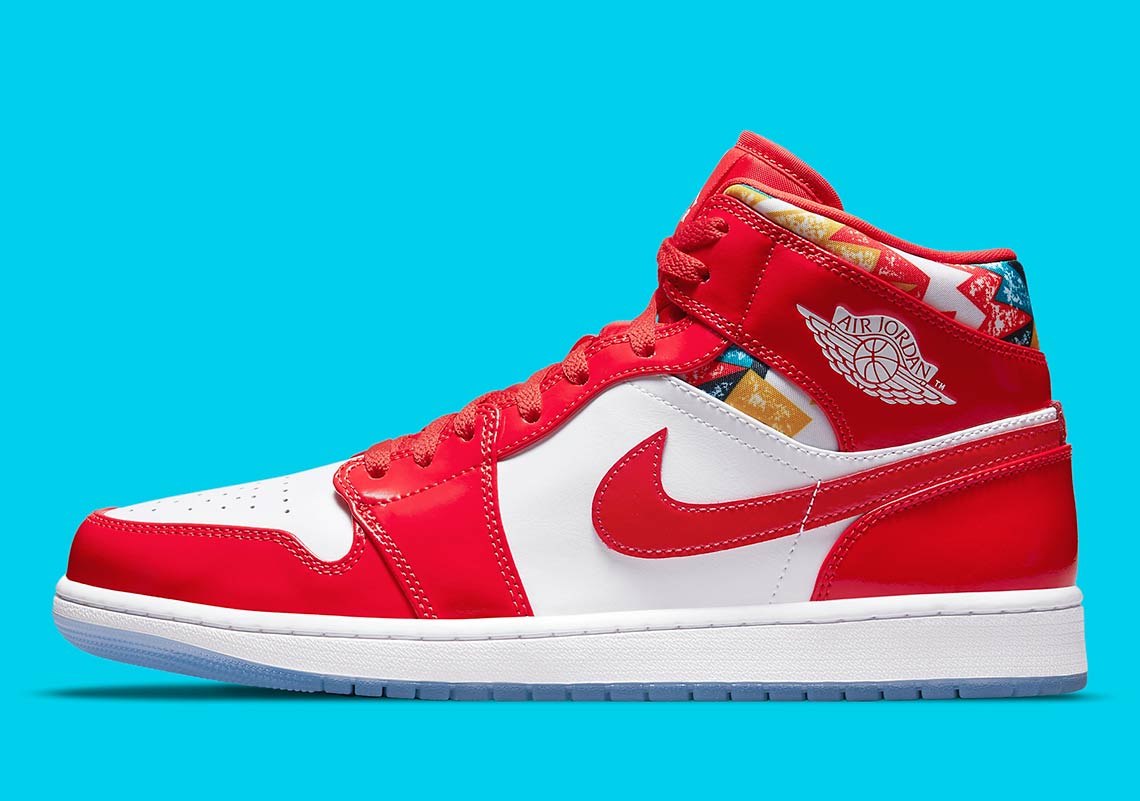 Jordan 1 Mid Barcelona Sweater Red Patent - Vista 2