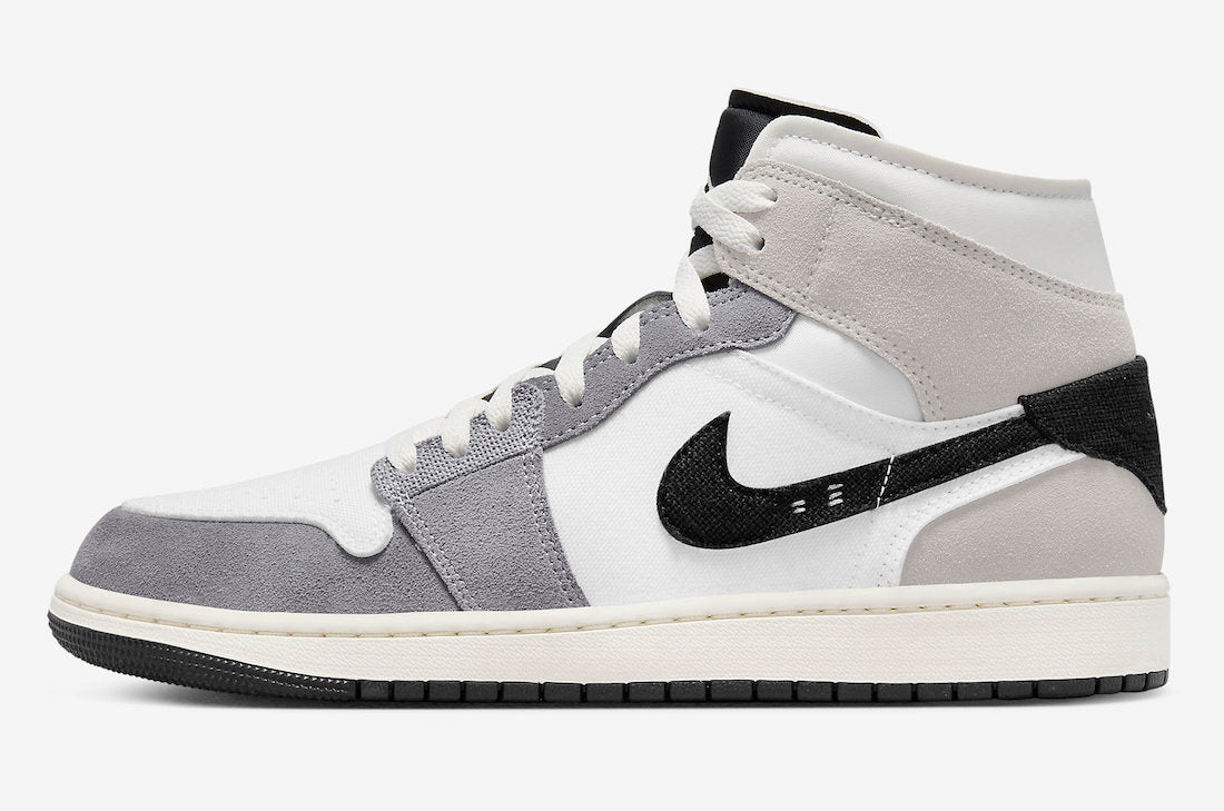 Jordan 1 Mid SE Craft White Cement Grey black - Vista 2