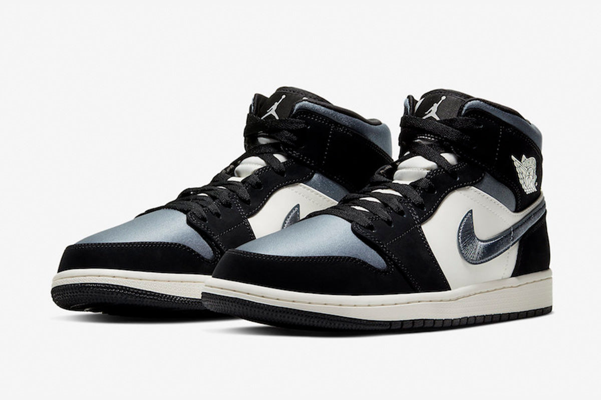 Jordan 1 Mid Satin Grey Toe - Vista 3