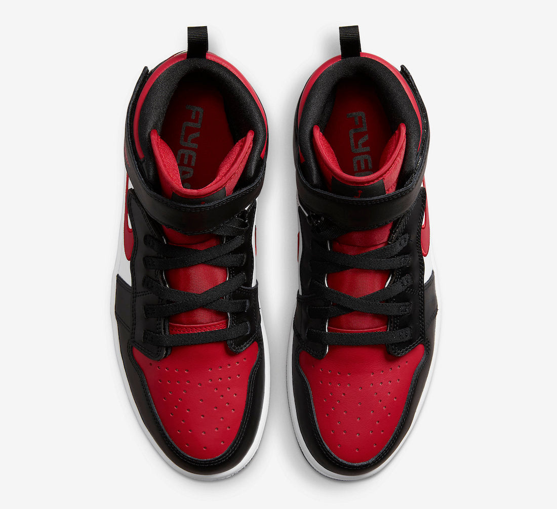 Jordan 1 High FlyEase Black White Fire Red - Vista 4