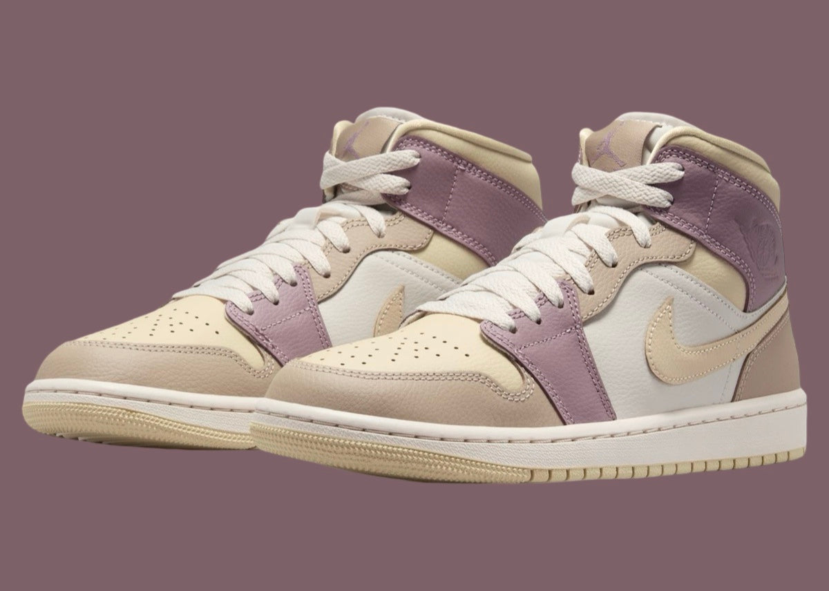 Jordan 1 Mid Light Orewood Brown Taupe Grey (Women's) - Vista 1