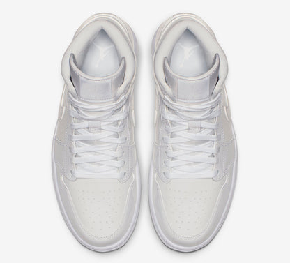 Jordan 1 Mid Triple White Patent Swoosh (Women's) - Vista 4
