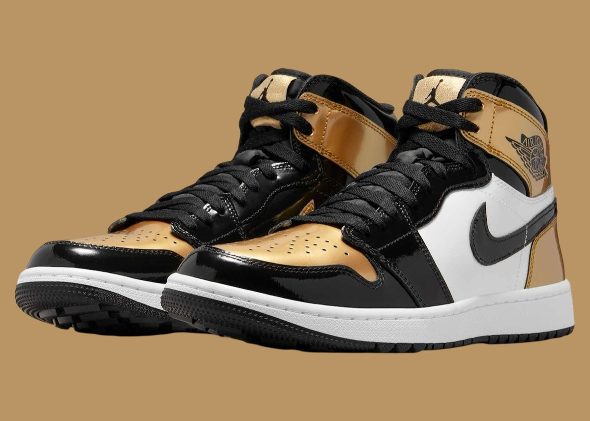 Jordan 1 Retro High Golf Patent Gold Toe - Vista 1