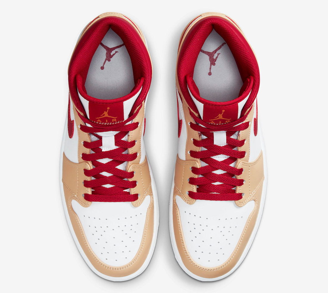 Jordan 1 Mid Light Curry Cardinal - Vista 4